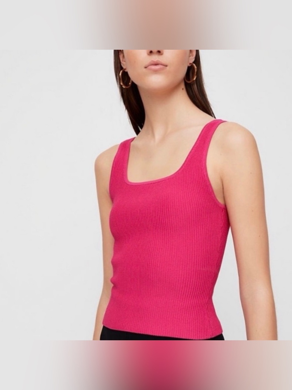 Babaton Sculpt Square Neck Ribbed Tank top, Size S